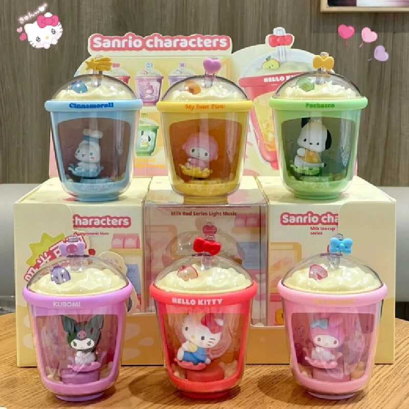 

Аутентичные персонажи Sanrio, чашка для чая с молоком, серия, легкая динамическая глухая коробка Hello Kitty Kt, загадочная коробка, модная фигурка, подарок ручной работы