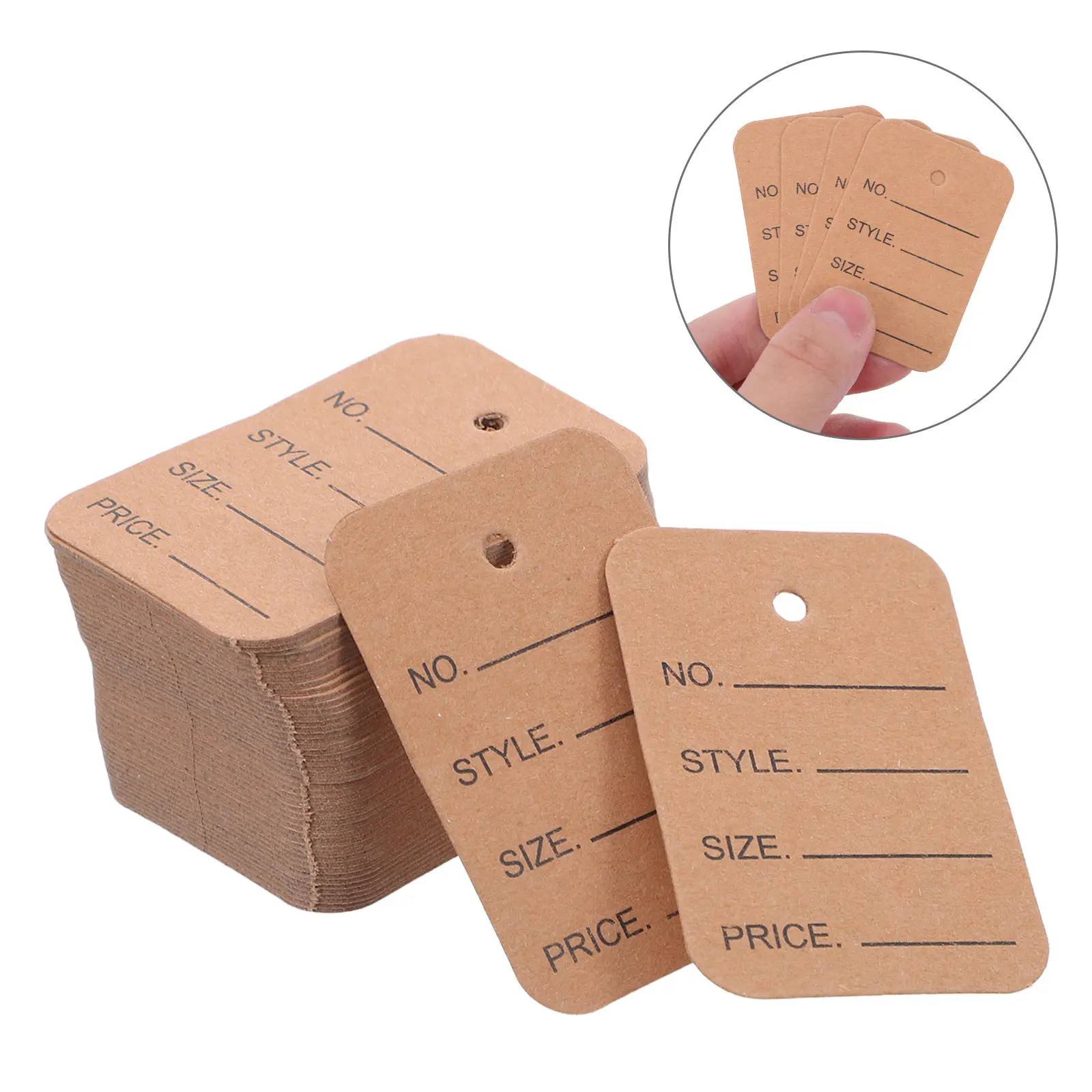 100Pcs Blank Clothing Hanging Tags 2x1.4 Inch Paper Price Labels for Retail Stores Small Boutiques Apparel Merchandise Display