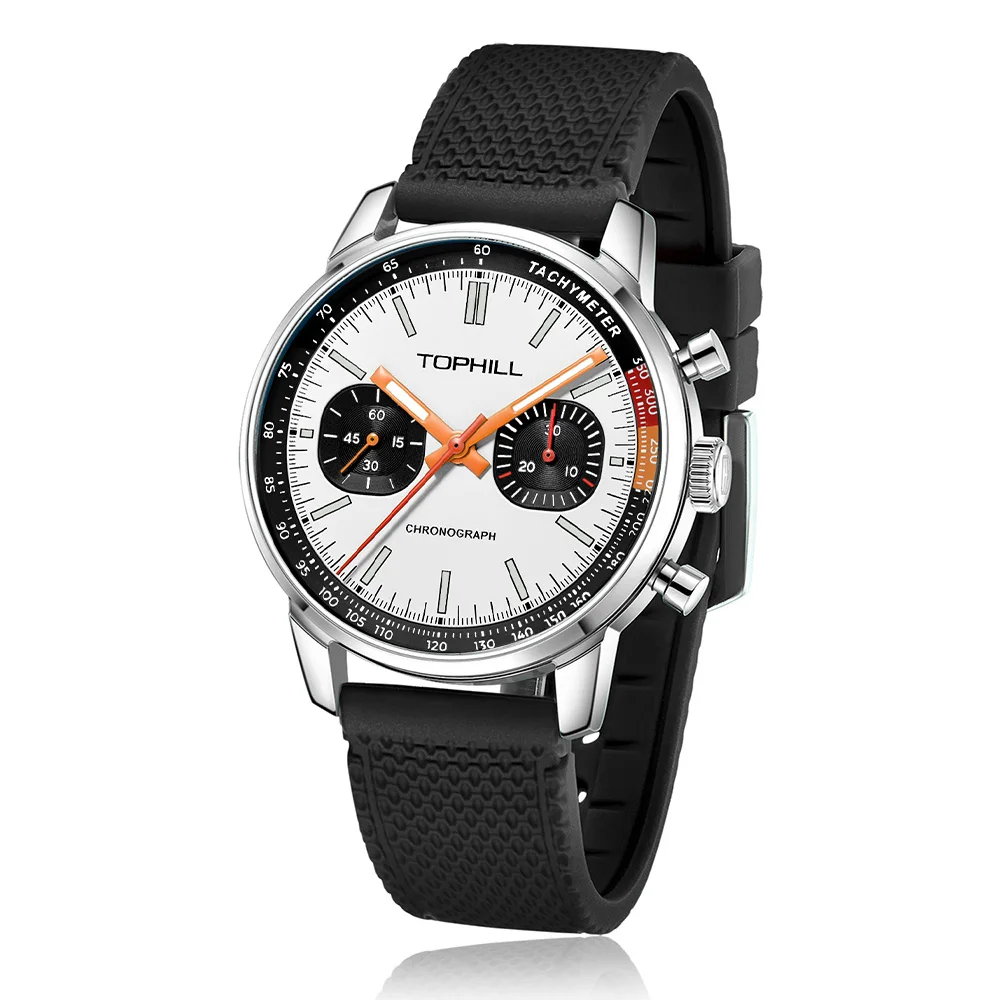Tophill panda piloto cronógrafo 40mm 1963 original st1901 movimento relógio mecânico masculino enrolamento manual safira relógio luminoso