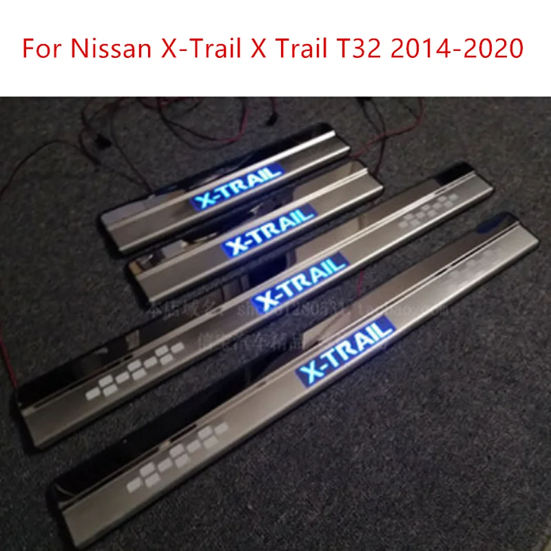 For Nissan X-Trail X Trail T32 2014-2020 Scuff Plate LED Door Sill Entry Guards Trim Threshold Pedal Stickers Car Accessories