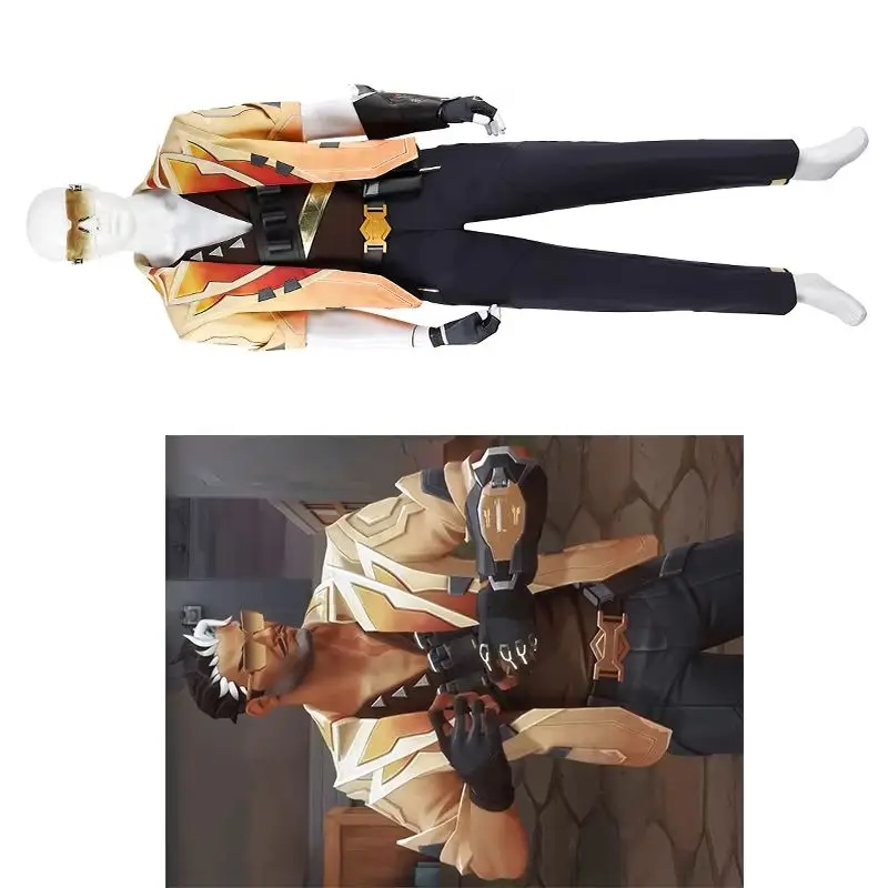 Disfraz de Cosplay del personaje Tejo del juego Valorant para hombre, abrigo, pantalones, traje de disfraz, uniforme de combate para Halloween, carnaval y fiestas.