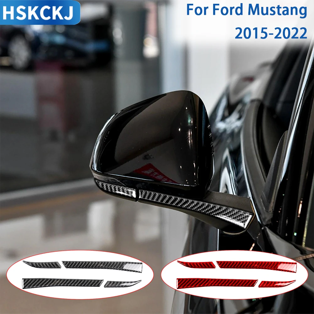 

For Ford Mustang 2015 2016 2017 2018 2019 2020 2021 2022 Accsesories Carbon Fiber Interior Rear View Mirror Trim Sticker Cover