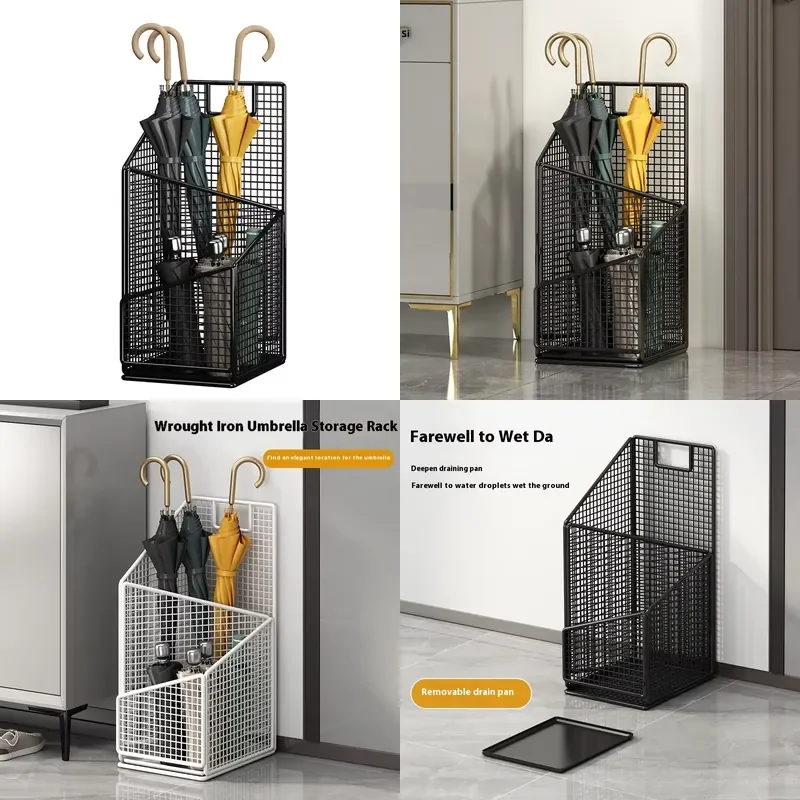 Commercial Iron Metal Umbrella Storage Rack Black and White 21x27x52cm Multipurpose for Family Foyer Hotel Lobby Office Use