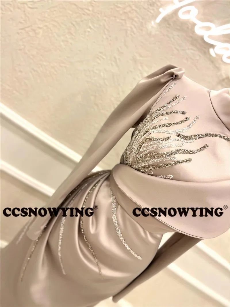 High Quality Hijab Muslim Evening Dresses Long Sleeve Islamic Formal Party Gown High Neck Prom Arabic Kaftan Robes De Soirée