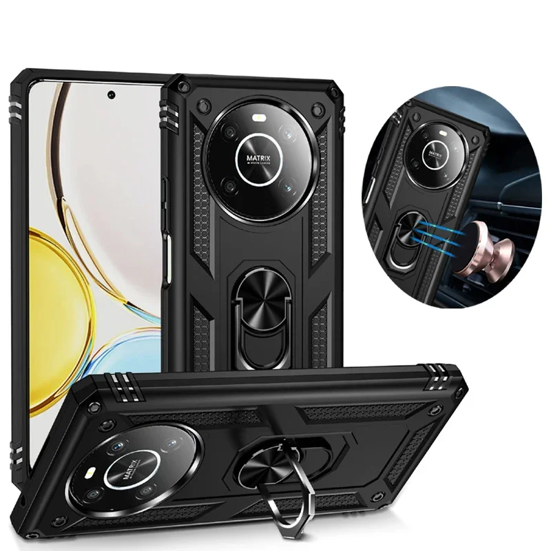 

For Honor 50 X7 X8 X9 4G 5G Phone Case Silicone Soft Protector Armor Military Shockproof Magnetic Car Holder Ring Cover Cases