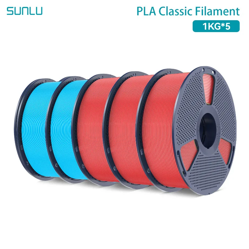 SUNLU Hoge snelheid PLA Classic, matte textuur, 5 kg 1 kg/rol 1,75 mm toleranties +/-0,02 mm filament, niet-wirren, 600 mm/s hoge taaiheid