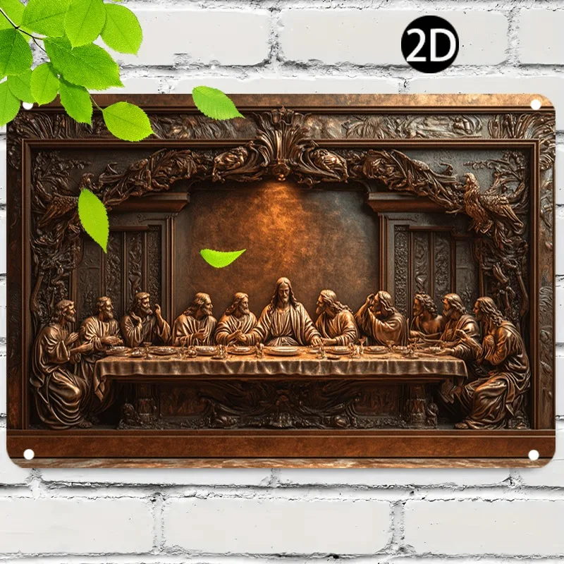 

Metal Aluminum Sign, Wallpaper Featuring A Wall Frame with The Last Su for Home Restaurant Bar Cafe Garage Decorations, 2D