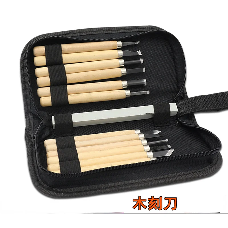 12 wood carving knives Woodworking tools Woodcarving knives Handmade rubber seal carving knife with grindstone set