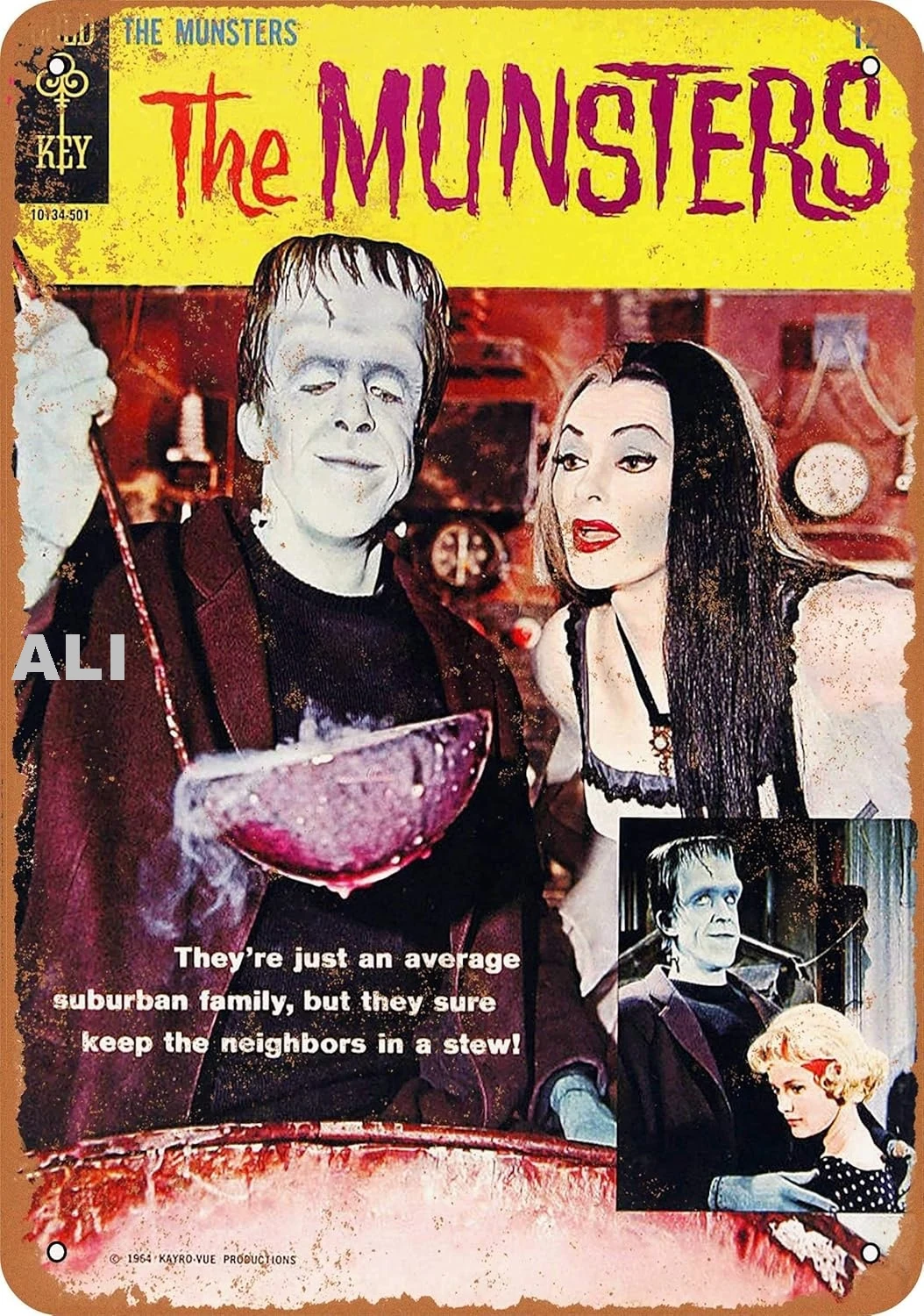 12 X 8 Inches Metal Vintage Funny Tin Sign 1965 The Munsters Comic sign