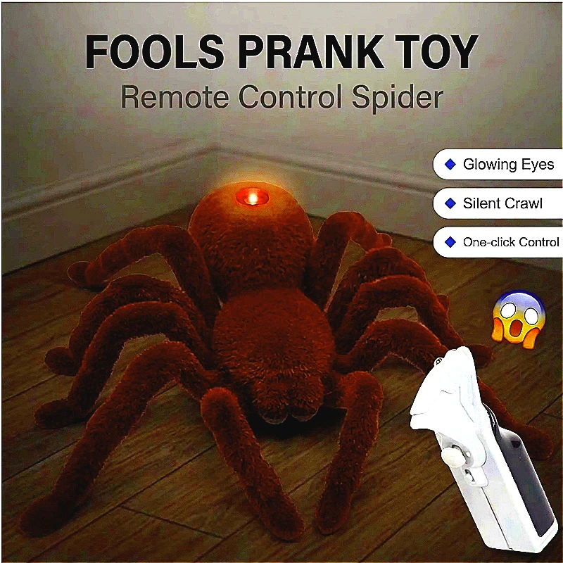 

RC Scary Wolf Spider Toy - High Simulation Sticky Hair, Crawling Action, Fun Halloween Trick Toy