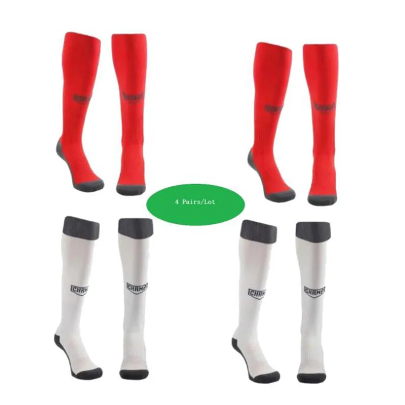 4 Pairs Men Polyester Silicone Anti-Slip CHAMP Sports Socks women Breathable Long Barrel Shock-Absorbing Football Socks