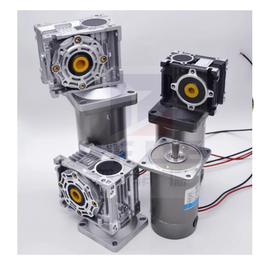 120W Gear Motor Worm Gear Reducer Gearbox with RV030 High Torqu Geared Motor DC 24V/12V Ratio 5 To 80 Used in Automatic Barbecue