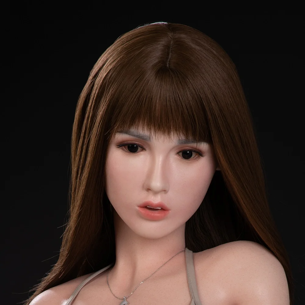 

2022 High Quality Full Silicone Sex Doll Head Implanted Hairs Lifelike Asian Face Adult Sexy Love Toys Heads For Men Masturbator