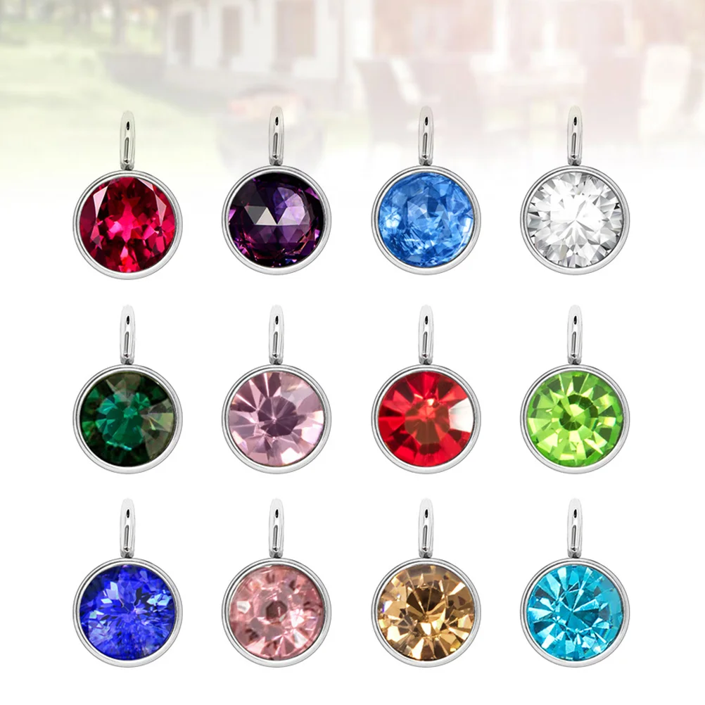 

24 Pcs Jewelry Crafting Pendants Rhinestone Beaded Birthstone Birthstones Bracelet Charms