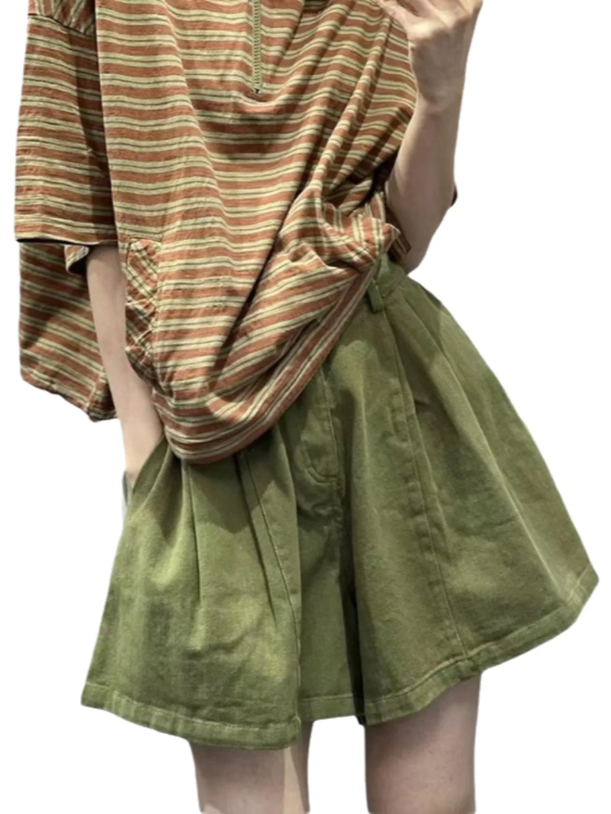 القطن الكتان ort السراويل النسائية الصيف تخفيف عالية الخصر فضفاضة عادية خمسة أرباع السراويل واسعة الساق رقيقة الكتان ألف خط الساخن o... #5