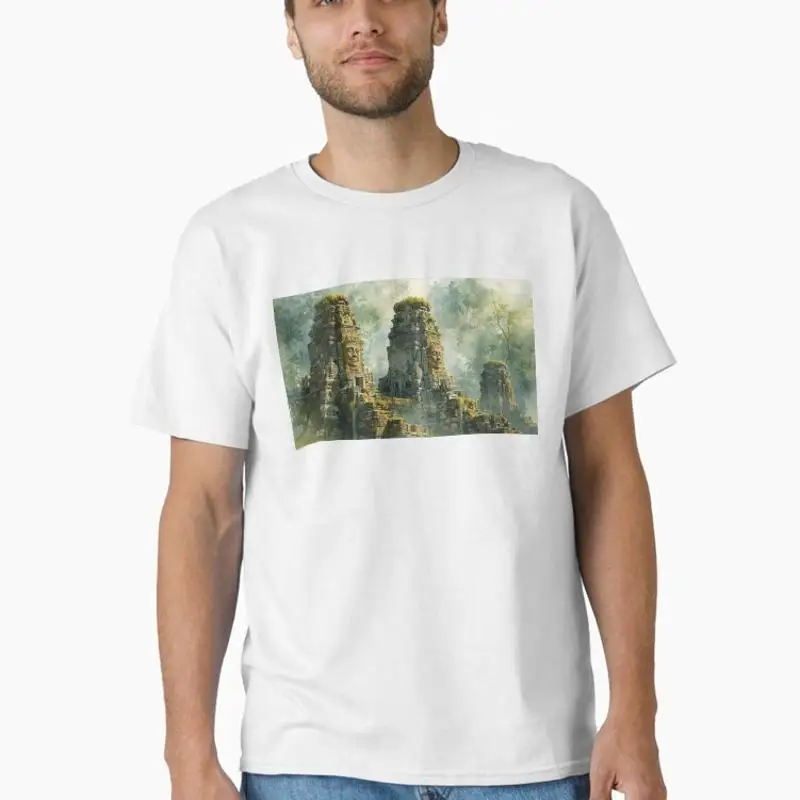 Ancient Temples In Watercolor Cambodian Jungle Classic T-Shirt