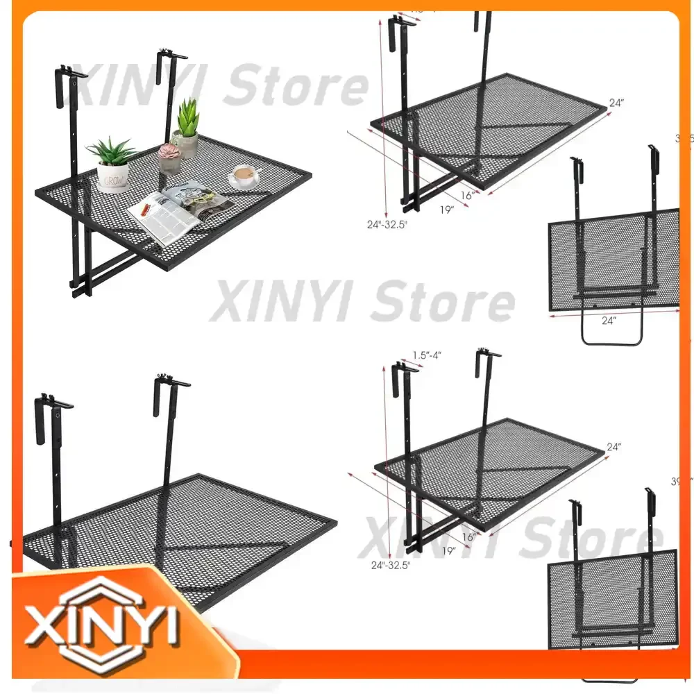 Balcony Hanging Table for Outdoor Indoor Terrace Windows Wall Mount Folding Space Saving Convenient Hanging Desk for Small