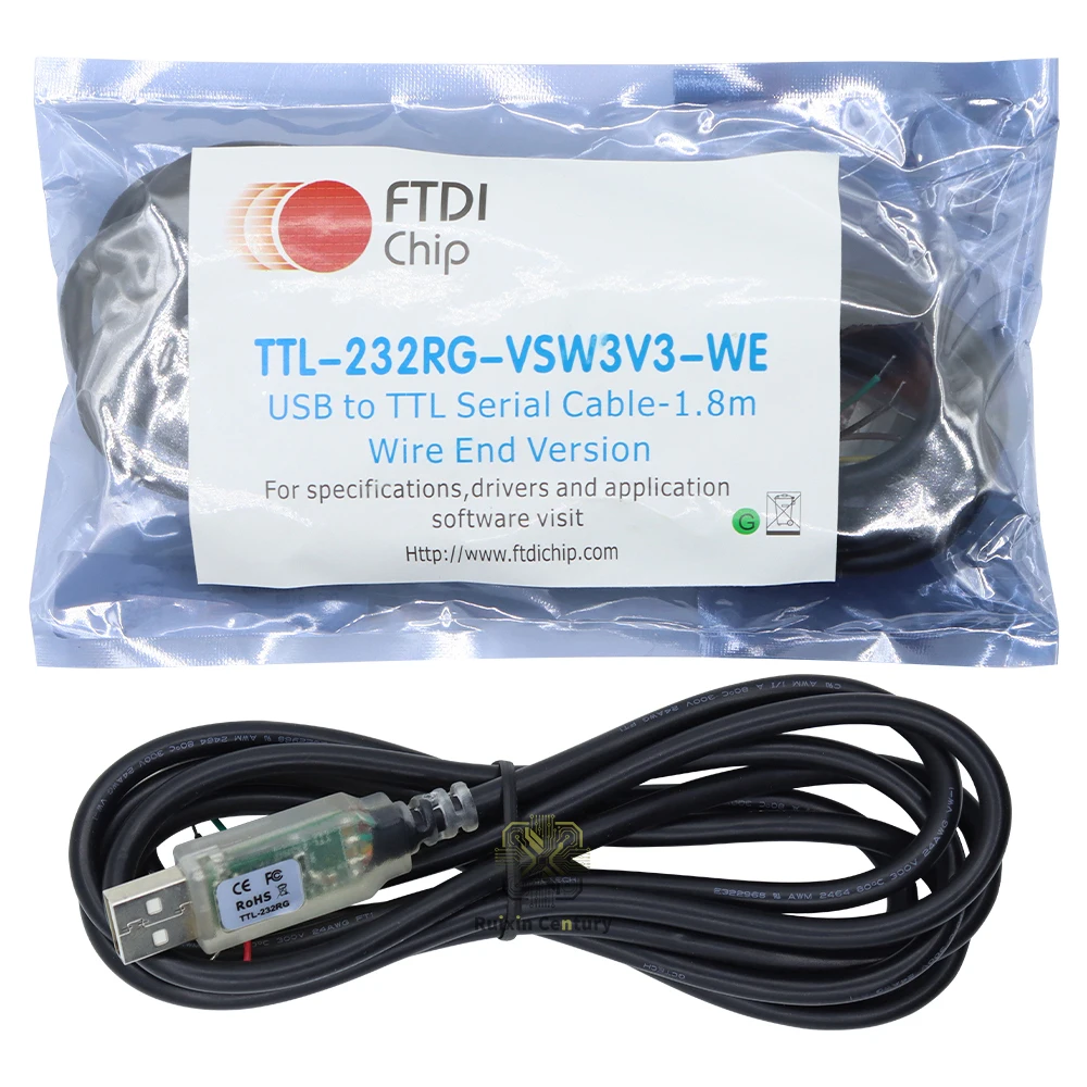 FOR FTDI TTL-232RG-VSW3V3-WE USB to 3.3V TTL UART Serial Converter Cable 3Mbaud 50mA 1.8m 24AWG 6-Wire Unshielded Genuine