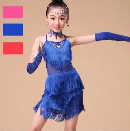 Vestido de baile latino para niños y niñas, falda de competición con flecos, vestidos de Samba, Salsa latina, barato, Sexy, nuevo, 2017