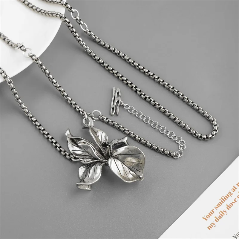 Vintage Fashion Iris Flower Necklace for Women Exaggerated Exquisite All-match Multi functional Wearing Neck Chain Waist Chain
