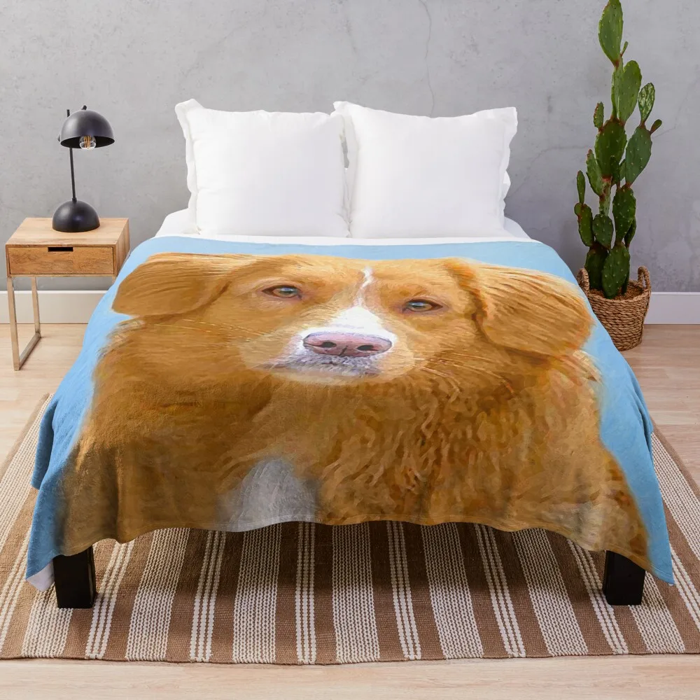 

Nova Scotia Duck Tolling Retriever Dog Painting Throw Blanket Bed Flannels Blankets For Bed Flannel Fabric Blankets