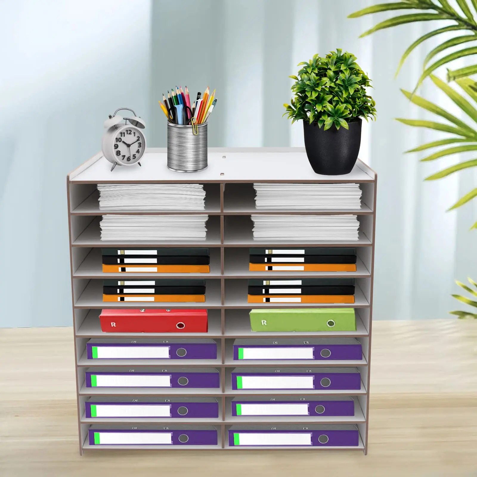 منظم أدب مكون من 9 طبقات مكون من 18 صينية بريد ورقية فارز مكتب سطح المكتب منظم أدب للمنزل