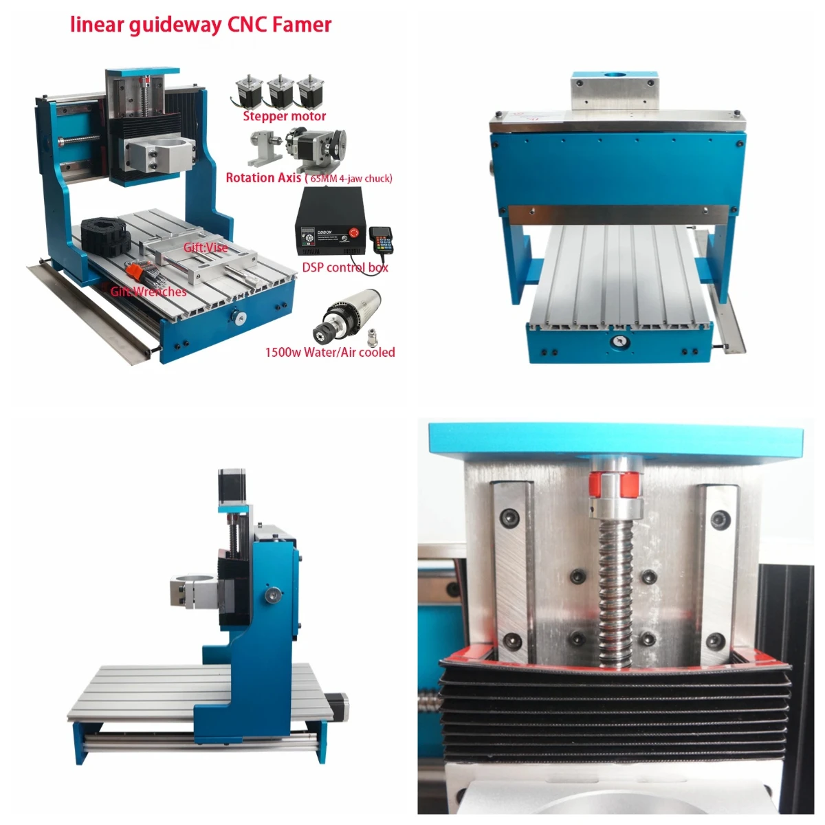Mini CNC 6040L 3040L Linear Guideway Frame 4axis 1500W with Nema23 Motors for CNC 6040 Wood Metal Engraving Machine Router Kit