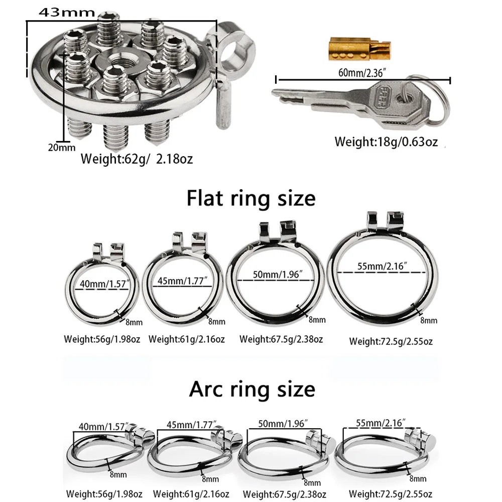 New Male Metal Chastity Cage with Barbed Wire Four Size Penis Ring Available Dicreet Sissy Abstinence Anti-Dislodgement Chastity