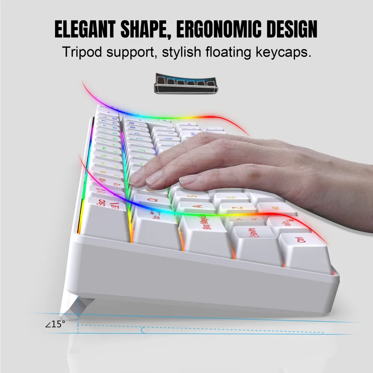 RGB backlit keyboard Russian 69 keys white membrane gaming wired ergonomic Keyboards for compact mini  for pc laptop color black - Image 3