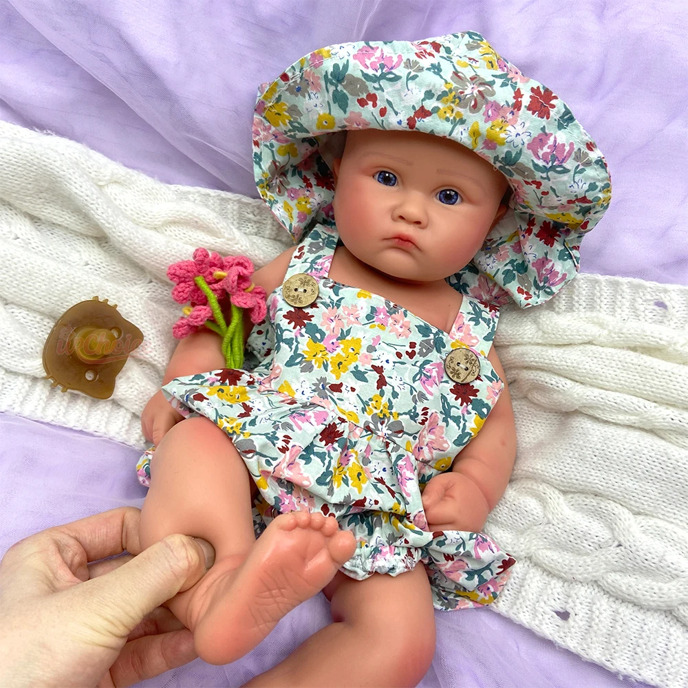 18Inch High Lifelike Silicone Reborn Girl Can Use Pacifiers Weighted Newborn Doll Realistic Detail Features Washable Doll for Christmas Gift