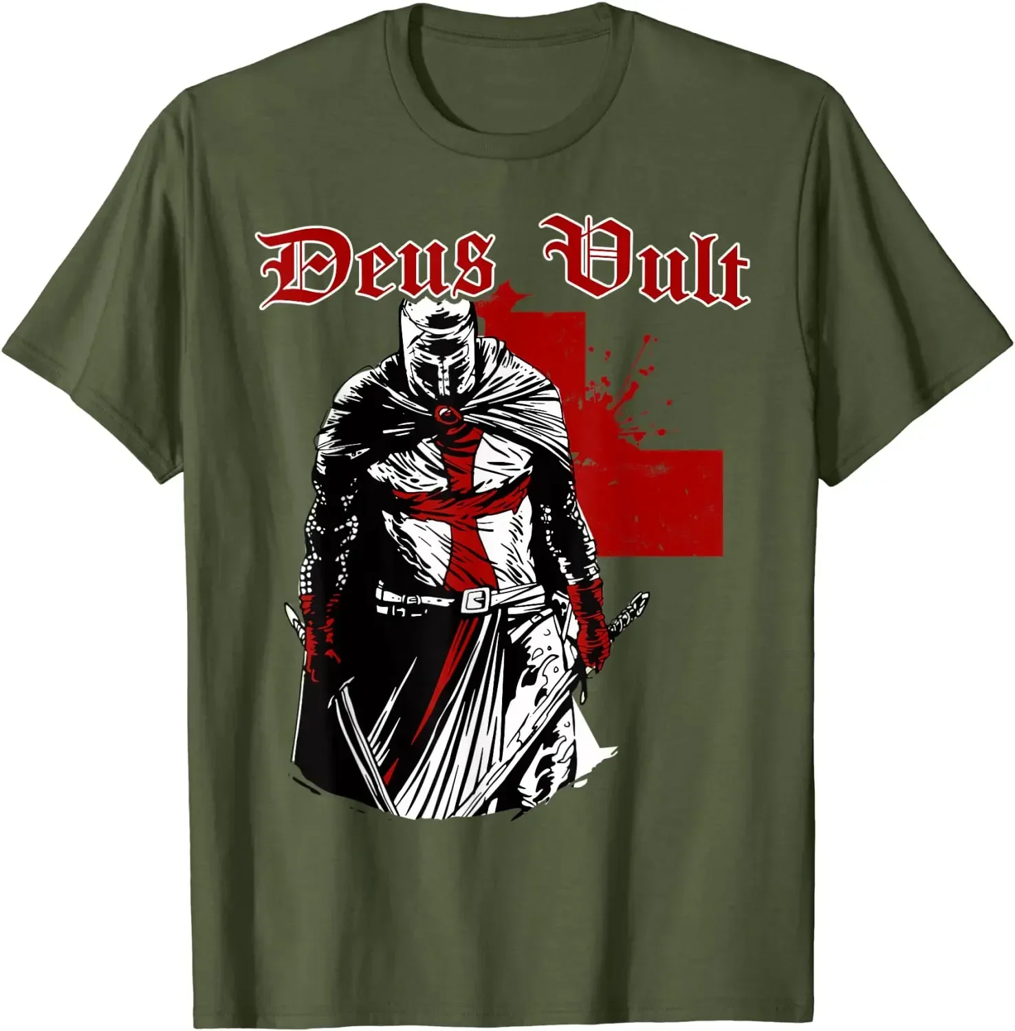 Summer Cotton Short Sleeve O-Neck Mens T Shirt New S-5XL Deus Vult Crusader Templar Knight  Shirt. graphic t shirts  oversized