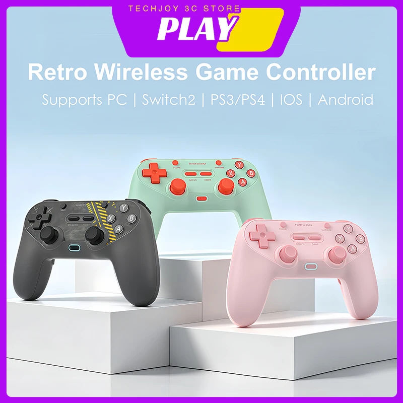 IMECOO Retro Wireless Game Controller Hall Joystick 1000Hz Macro Programmable Fps Gaming Works with Pc Ps4 Switch Ios Androidc