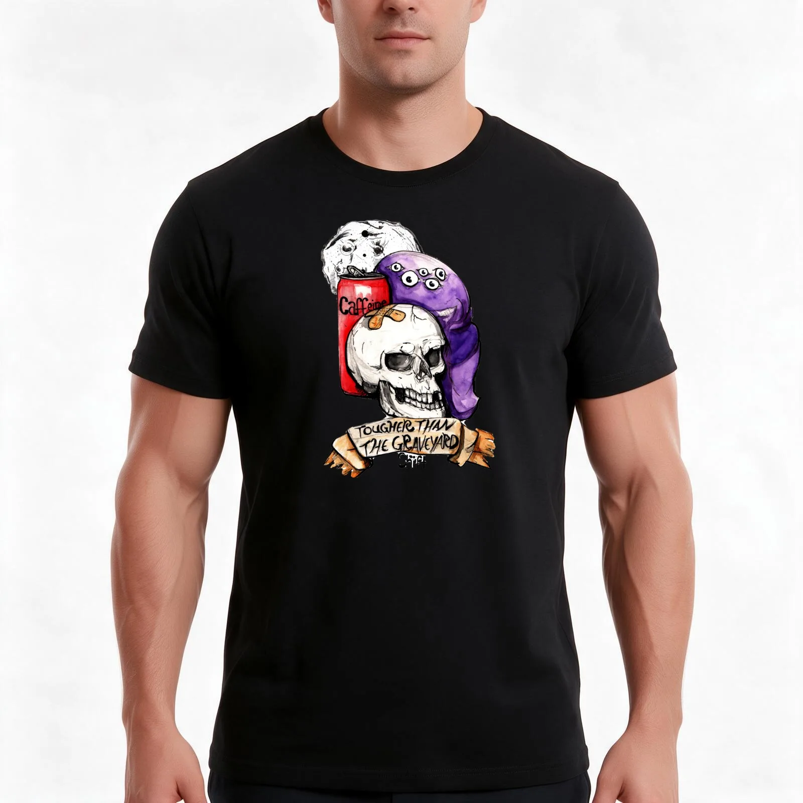 Graveyard Shift - Moon T-Shirt Summer Casual Cotton Tee Oversized Streetwear Tops Vintage Graphic Print Unisex Men Women