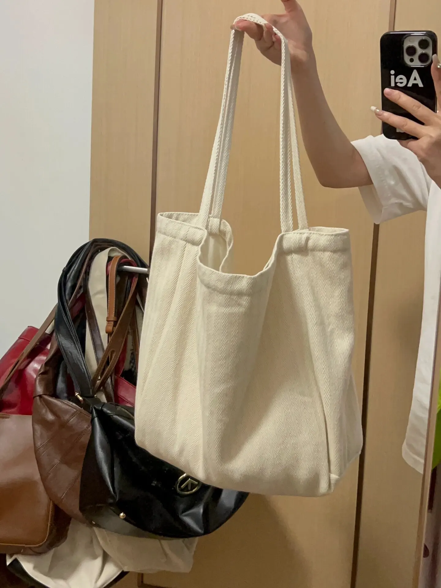 

Faionable Japanese Sle Large Capaci Canvas Tote Bag Simple Monocomatic oulder Bag Trendy Commuter Bag for Youth