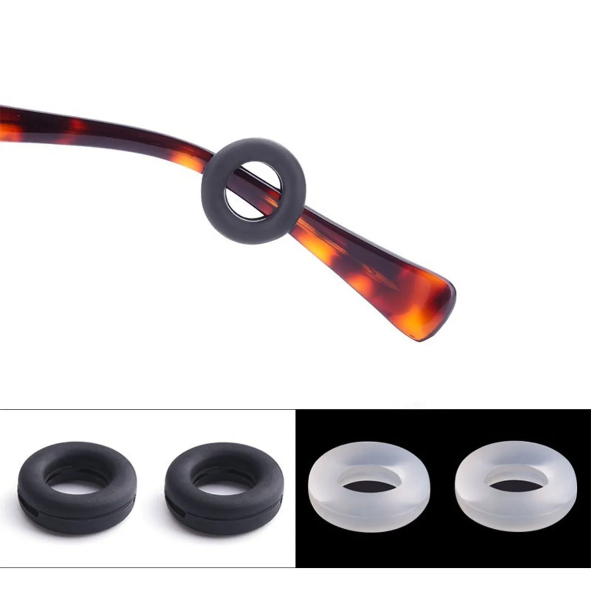 

20pcs Anti-Slip Ring Silicone Eyeglass Temple Tips For Glasses Sunglasses Reading Eyewear Unisex Adult Kids Black