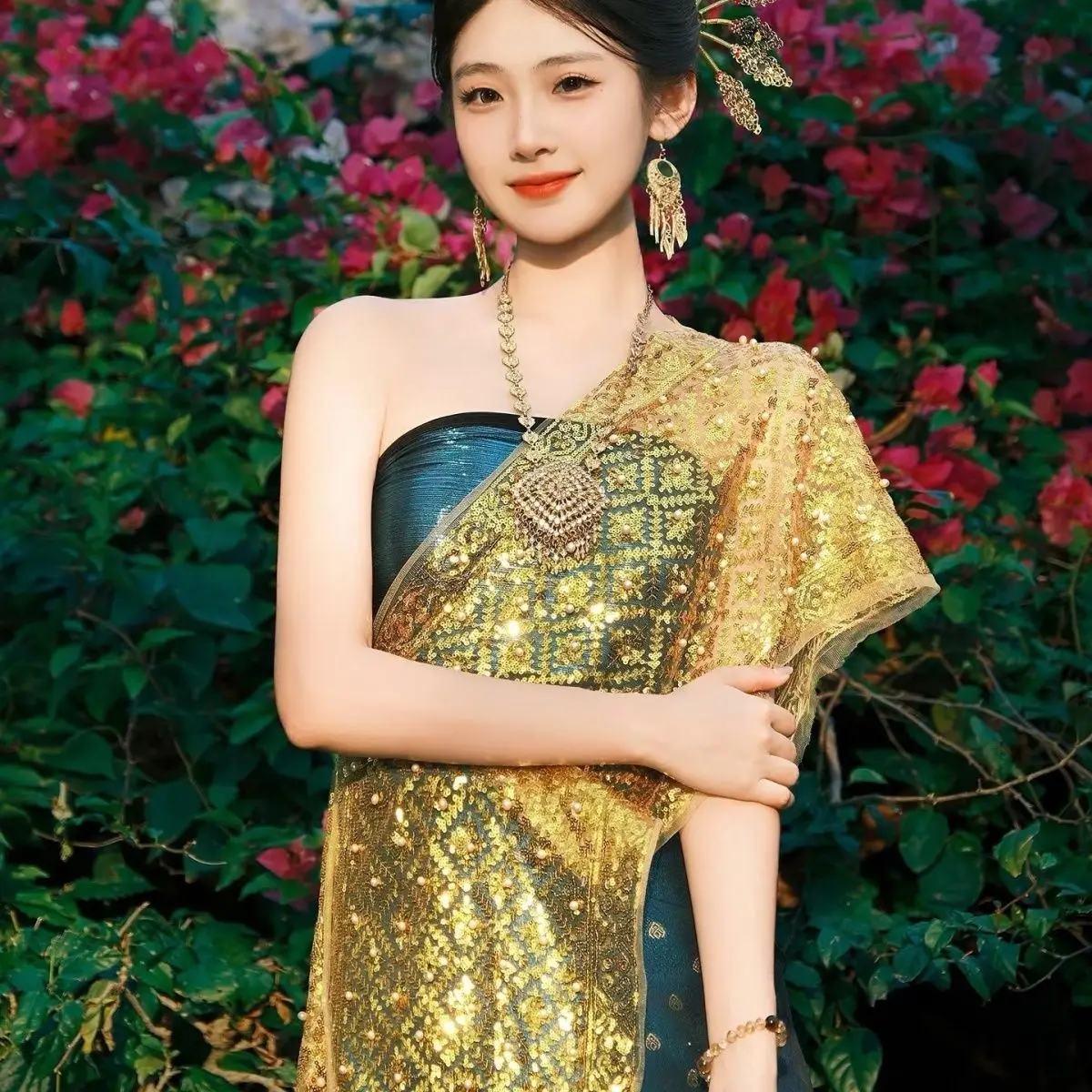 Thailand Women Clothing Set Thai Traditional Clothing for Girl Stage Performance National Outfit Dai Ethnic Costume