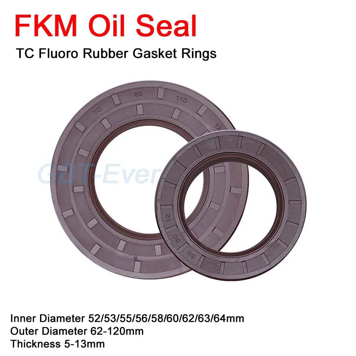 FKM Framework Oil Seal ID 52/53/55/56/58/60/62/63/64mm OD 62-120mm  TC Fluoro Rubber Gasket Rings Cover Double Lip with Spring