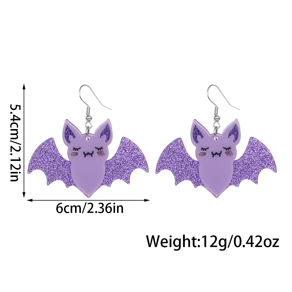 Halloween Funny Earrings for Women Cute Purple Flying Acrylic Bat Dangle Earrings  Halloween Theme Party Jewelry Gift