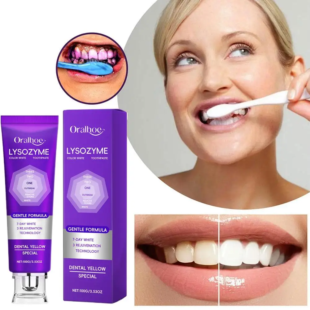 Purple Whitening Toothpaste Remove Plaque Stains Tartar Decay Clean Oral Stain-Removing Hygiene Prevent Fresh Breath Toothpaste