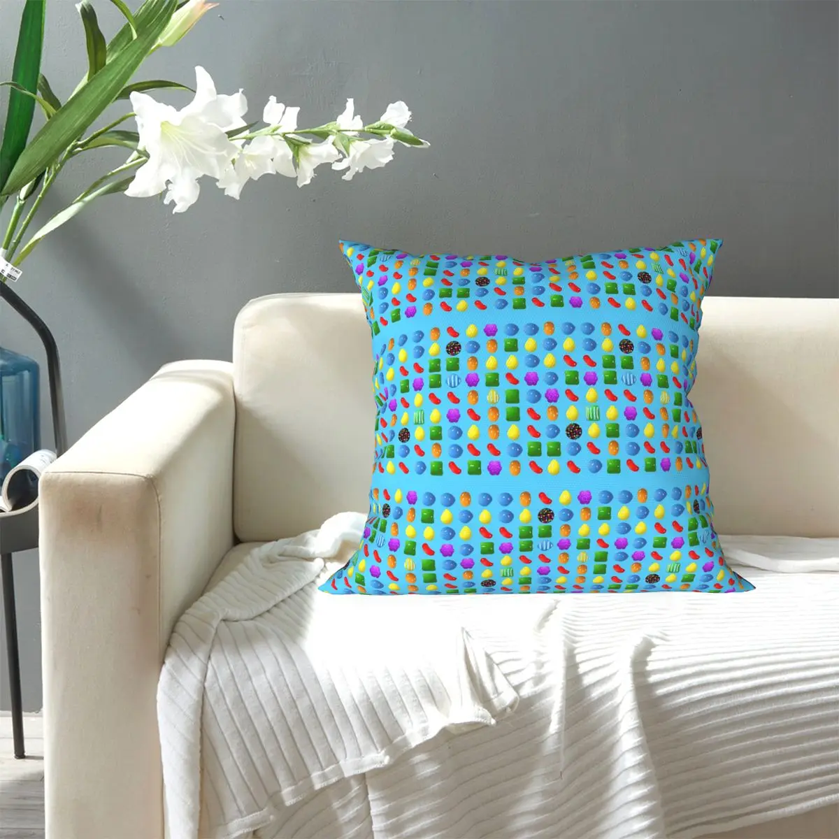 All New Candy Crush Saga Square Pillowcase Pillow Cover Cushion Decor Comfort Throw Pillow for Home Living Room