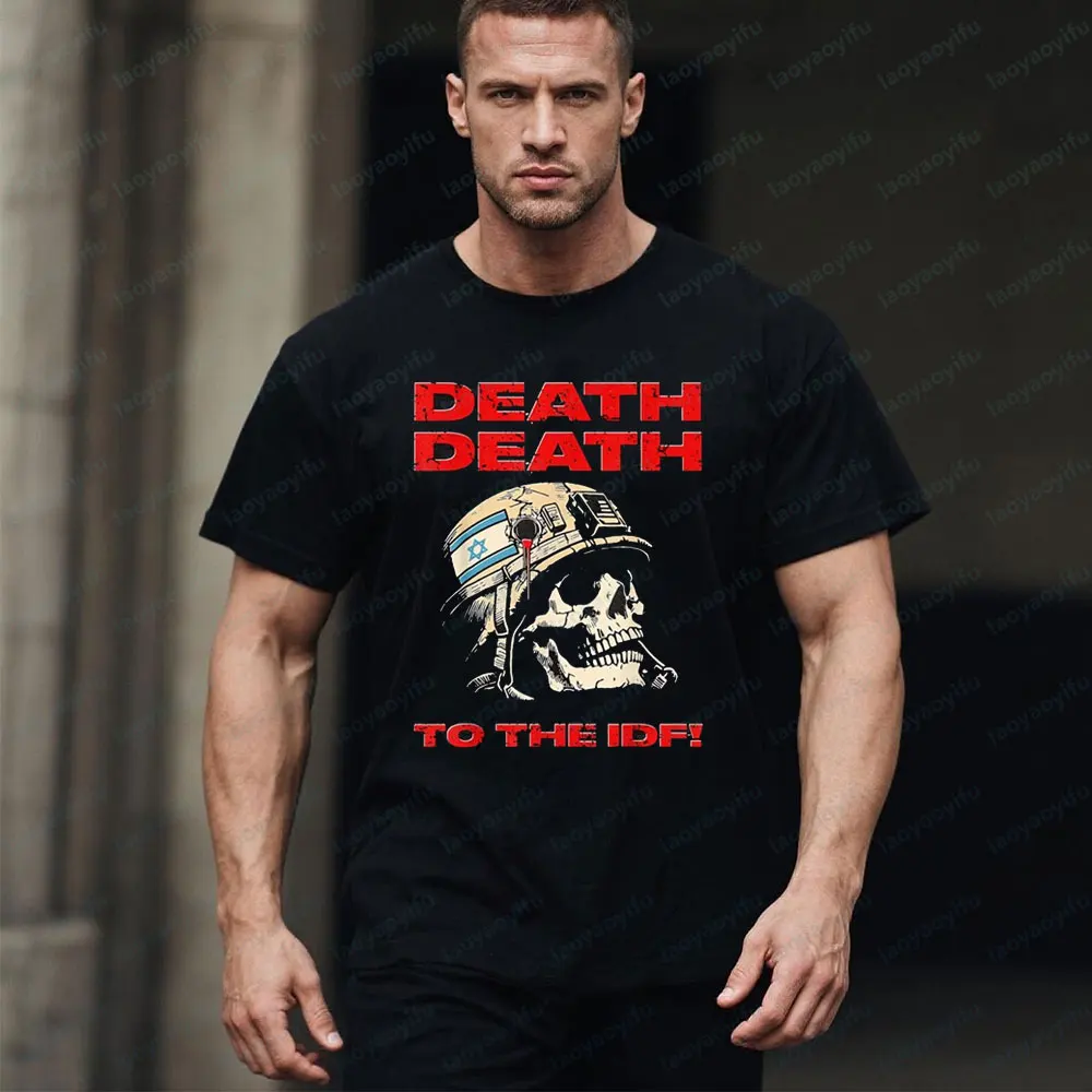

Death Death Horror Skull Head Vintage Men's Short Sleeve War Letters Slogan Printed Mens T-Shirt Summer Crewneck Cotton Tee Tops