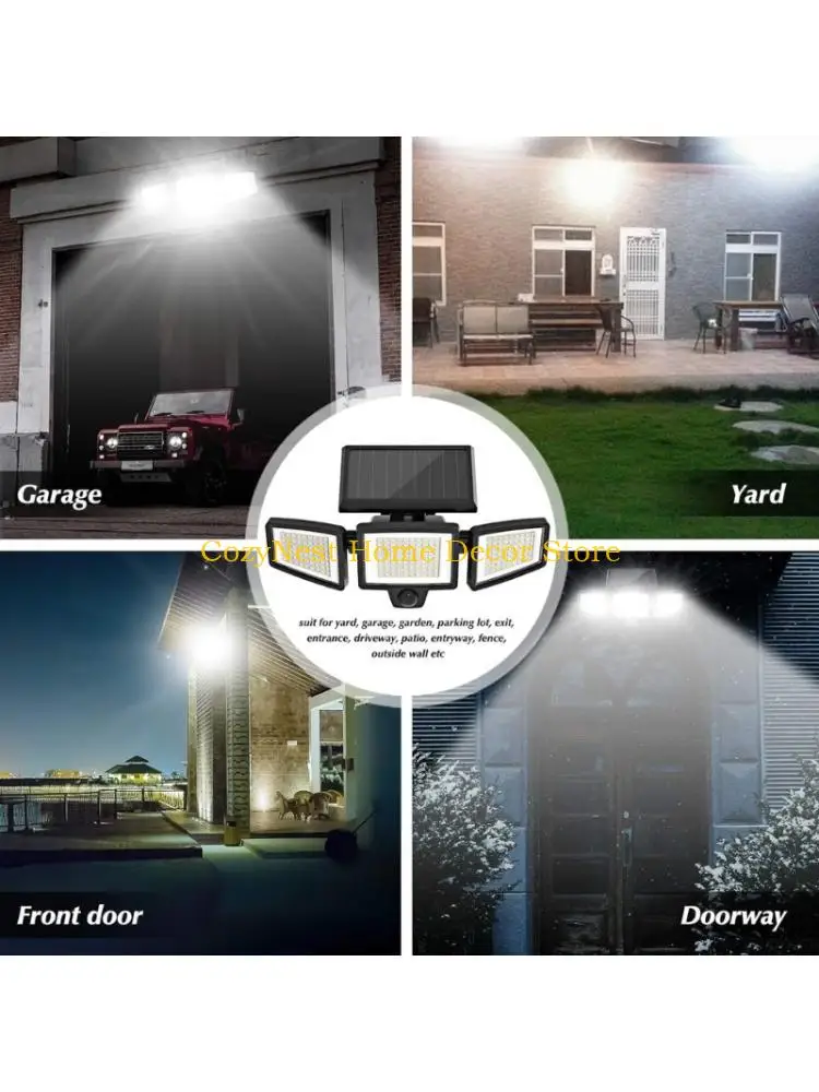 92MF Multiple Head Solar Garden Light Wall Lamp With Strong Brightness Constant Light Mode For Outdoor Illuminating