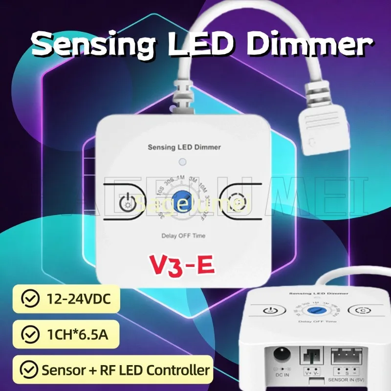 V3-E DC 12V 24V Dimmer Geeignet für Treppenkorridore Schrank Innenlichtsensor Schalter Controller Sensor 3CH LED Controller