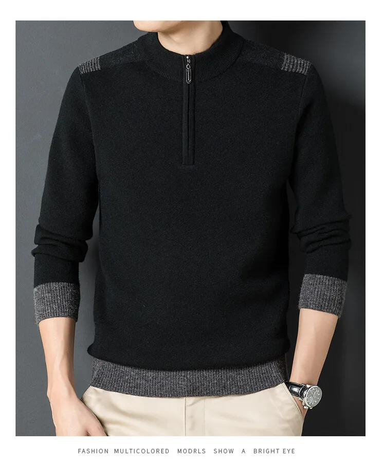 Half-high collar 100% pure mountain sweater men's warm thickening 2025 winter new sweater sweater