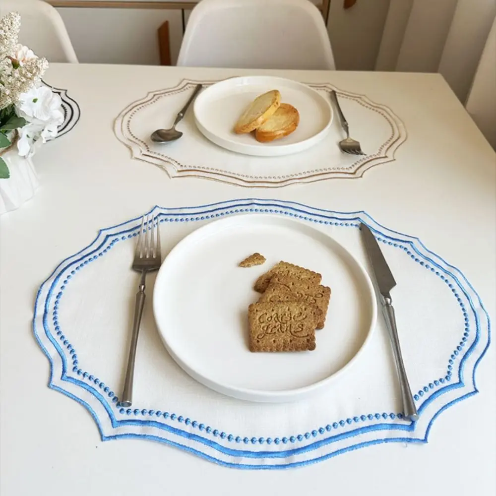 New Vintage Placemat Napkins Embroidered Fabric Washable Decorative Table Mat French Lace Imitation Cotton Linen Table Place Mat