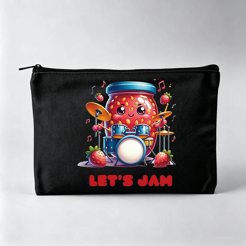 Women's Jam Jar Music Graphic Makeup Bag, Zipper Cosmetic Pouch for Daily Use