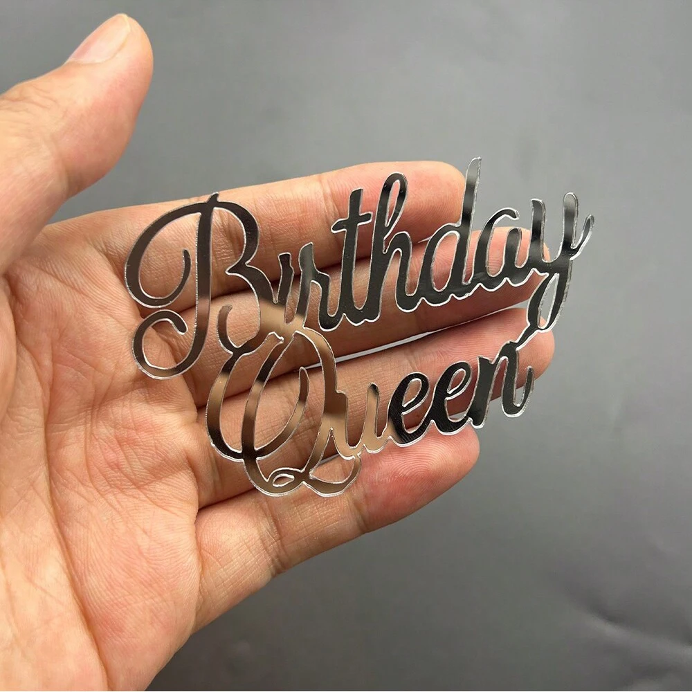 5pcs Happy Mother\'s Day Cake Toppers Acrylic Mirror Pink Cupcake Topper Heart Best MOM Party Cake Dessert Decorations