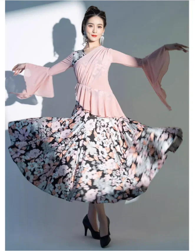 

X2199 Lady Modern Dance Skirt Women's Dancing Waltz Dancing Dress Social Dance Latin Costume Performance Dress