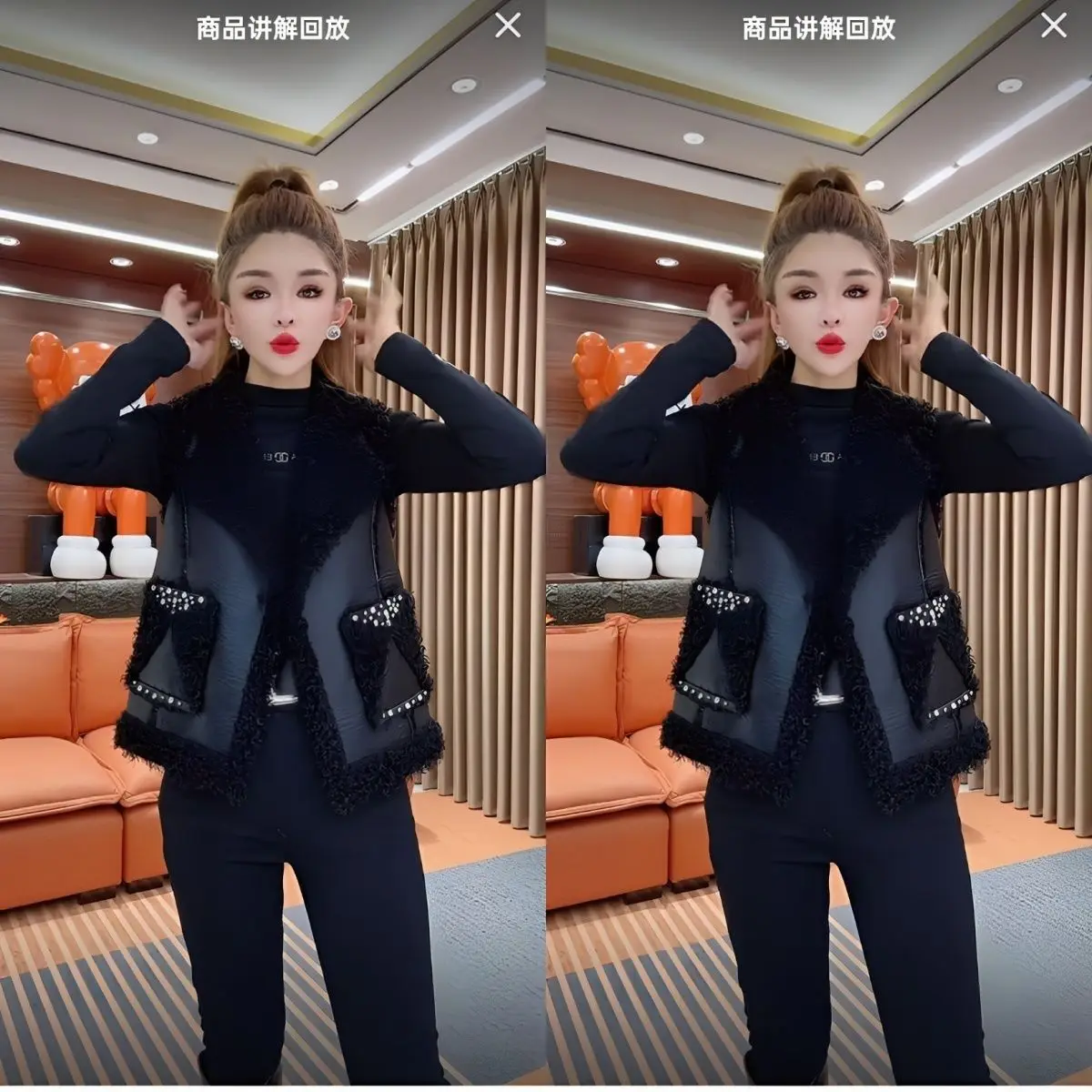 Autumn and winter fur-integrated stitched vest women 2025 new high-end fashion fleece-lined and thickened vest  women XT1790