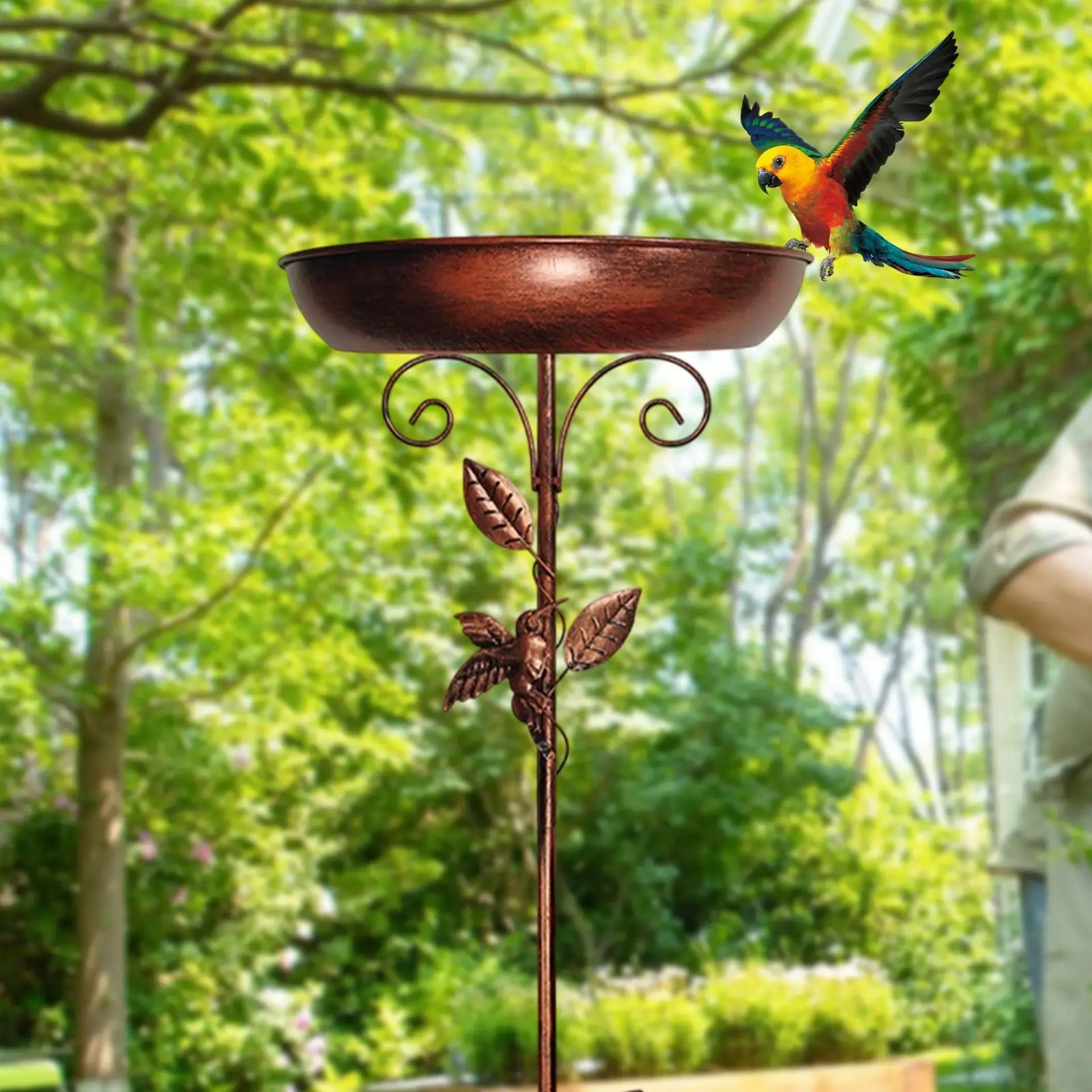 Metal Bird Bath Feeder Bowl 5 Prongs Base Stake Stand Decoration Freestanding Birdbath Garden Tool for Yard Outside Lawn